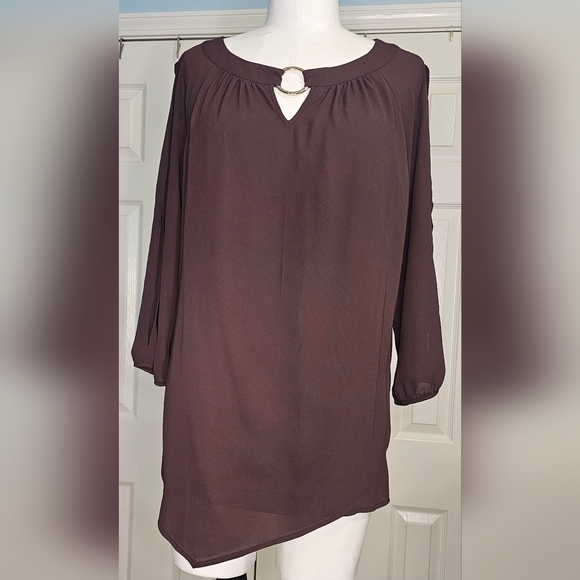 Chico's Tops - Chico's Brown 3/4 Sleeve Blouse Size M/8